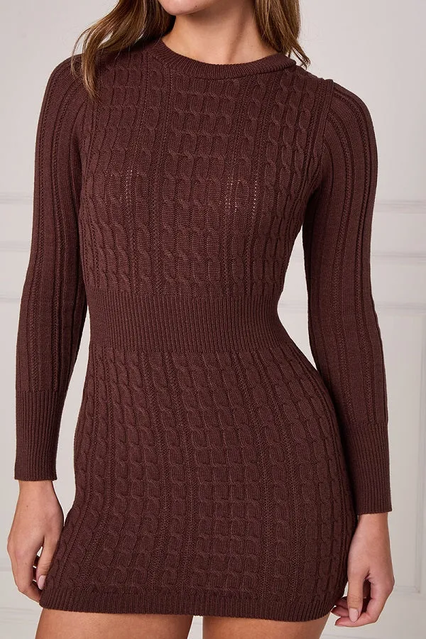 Long Sleeve Cable Knitted Mini Dress - Indigo sold by Storm Desire product image thumbnail 3