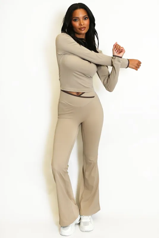 Contrast Edge Top and Flare Hem Trouser Set - Katelyn sold by Storm Desire