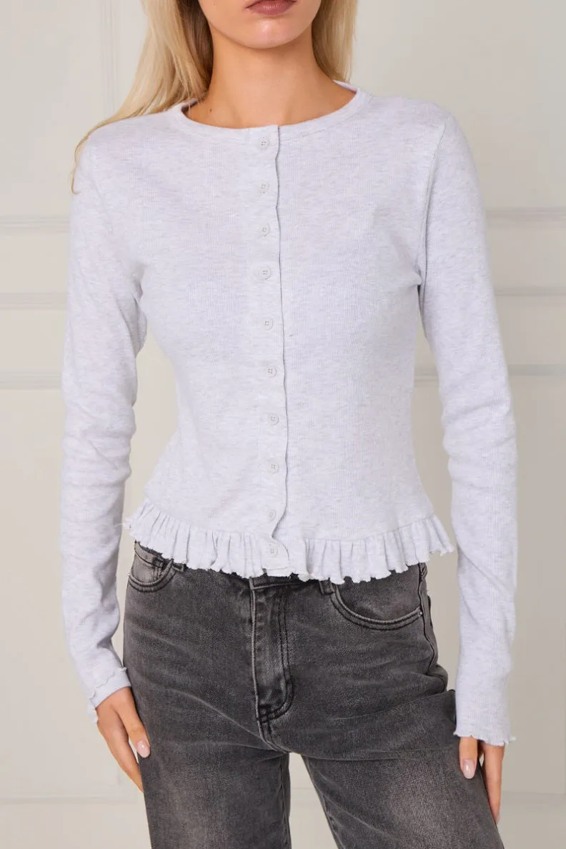 Ribbed Frill Hem Button Up Top - Akira sold by Storm Desire product image thumbnail 4