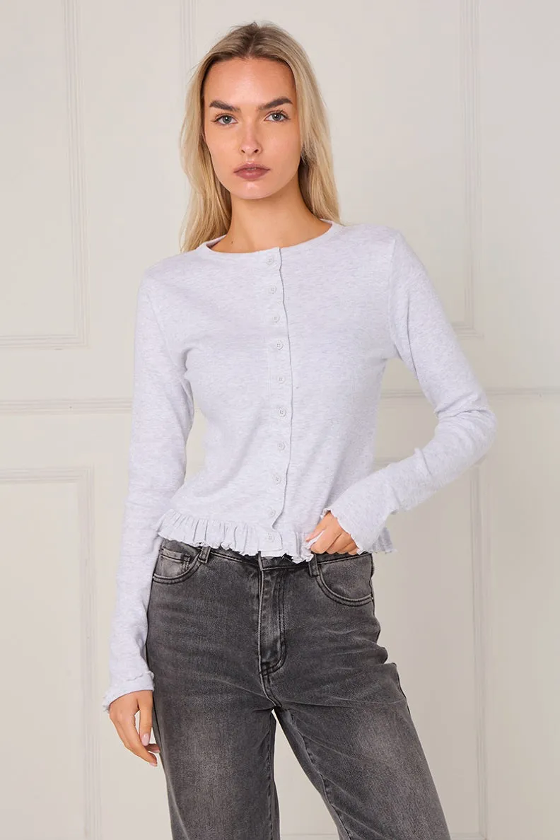 Ribbed Frill Hem Button Up Top - Akira sold by Storm Desire