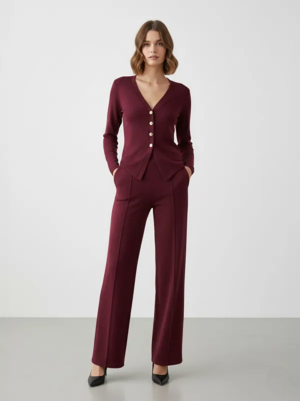 Button Up Long Sleeve Top & Trouser Co-ord - Amyra sold by Storm Desire