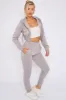 Dove Grey Crop Zip Hooded Loungewear - Valentina sold by Storm Desire