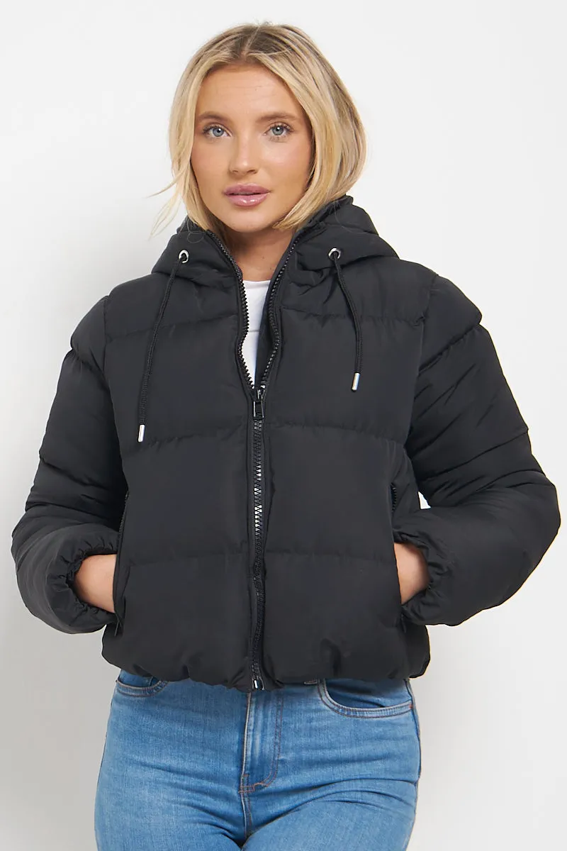 Black Hooded Padded Puffer Jacket - June sold by Storm Desire product image thumbnail 3