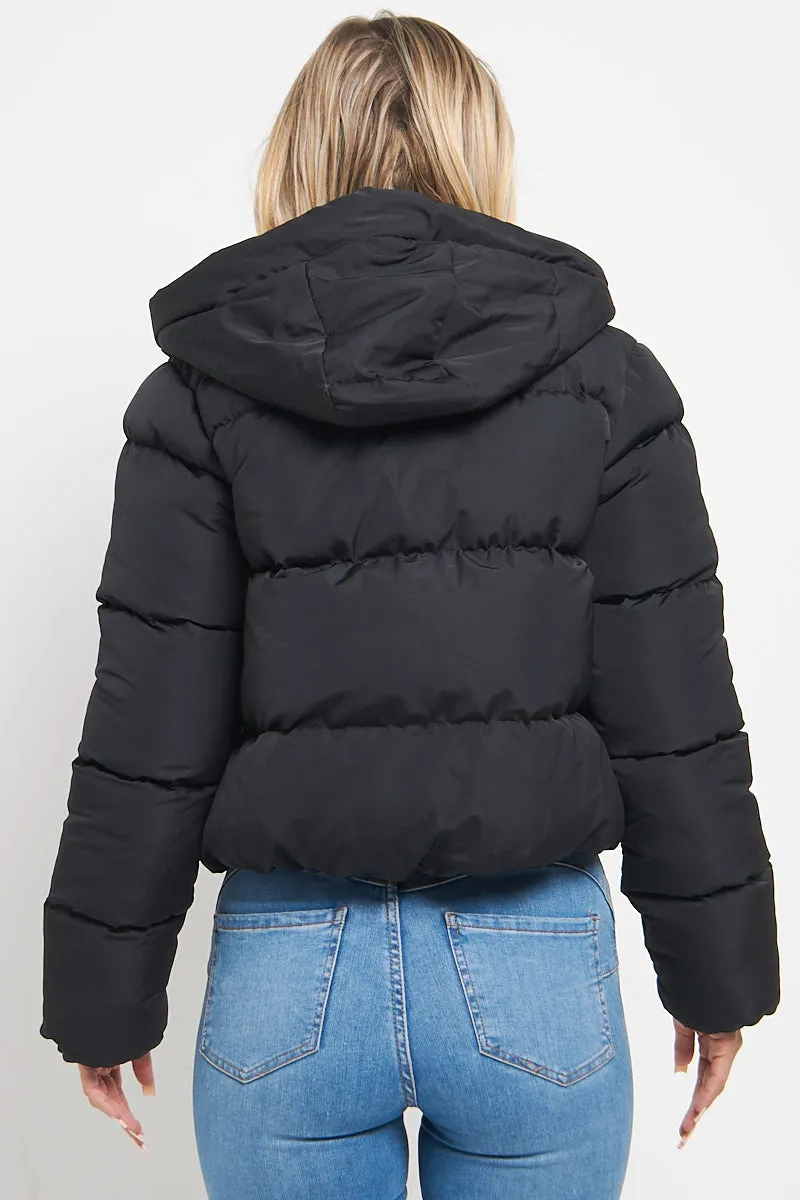 Black Hooded Padded Puffer Jacket - June sold by Storm Desire product image thumbnail 4