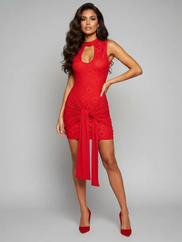 Keyhole Bodycon Dress With Drape Detail - Lisa sold by Storm Desire