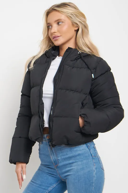 Black Hooded Padded Puffer Jacket - June sold by Storm Desire