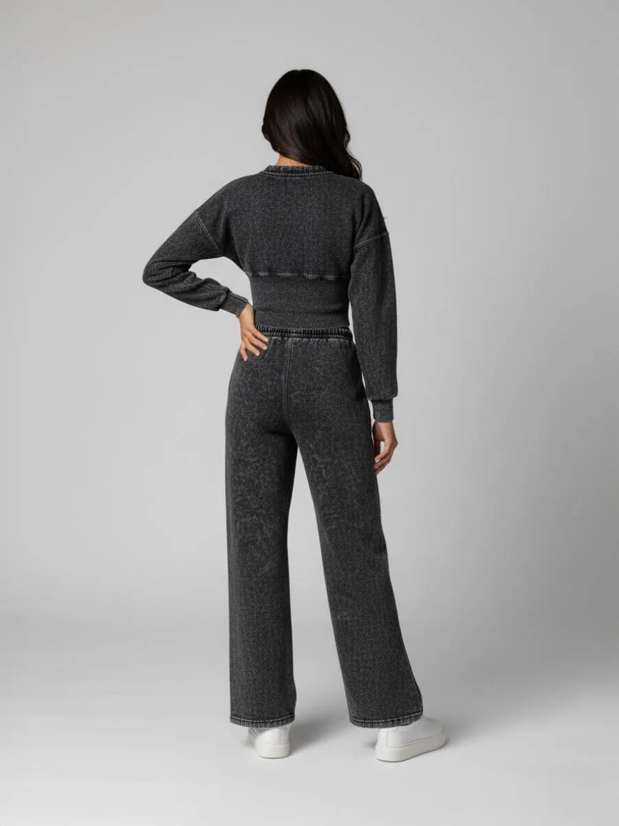 Button Up Acid Wash Loungewear Set - Linda sold by Storm Desire product image thumbnail 2