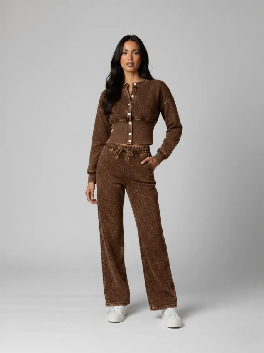 Button Up Acid Wash Loungewear Set - Linda sold by Storm Desire product image thumbnail 4