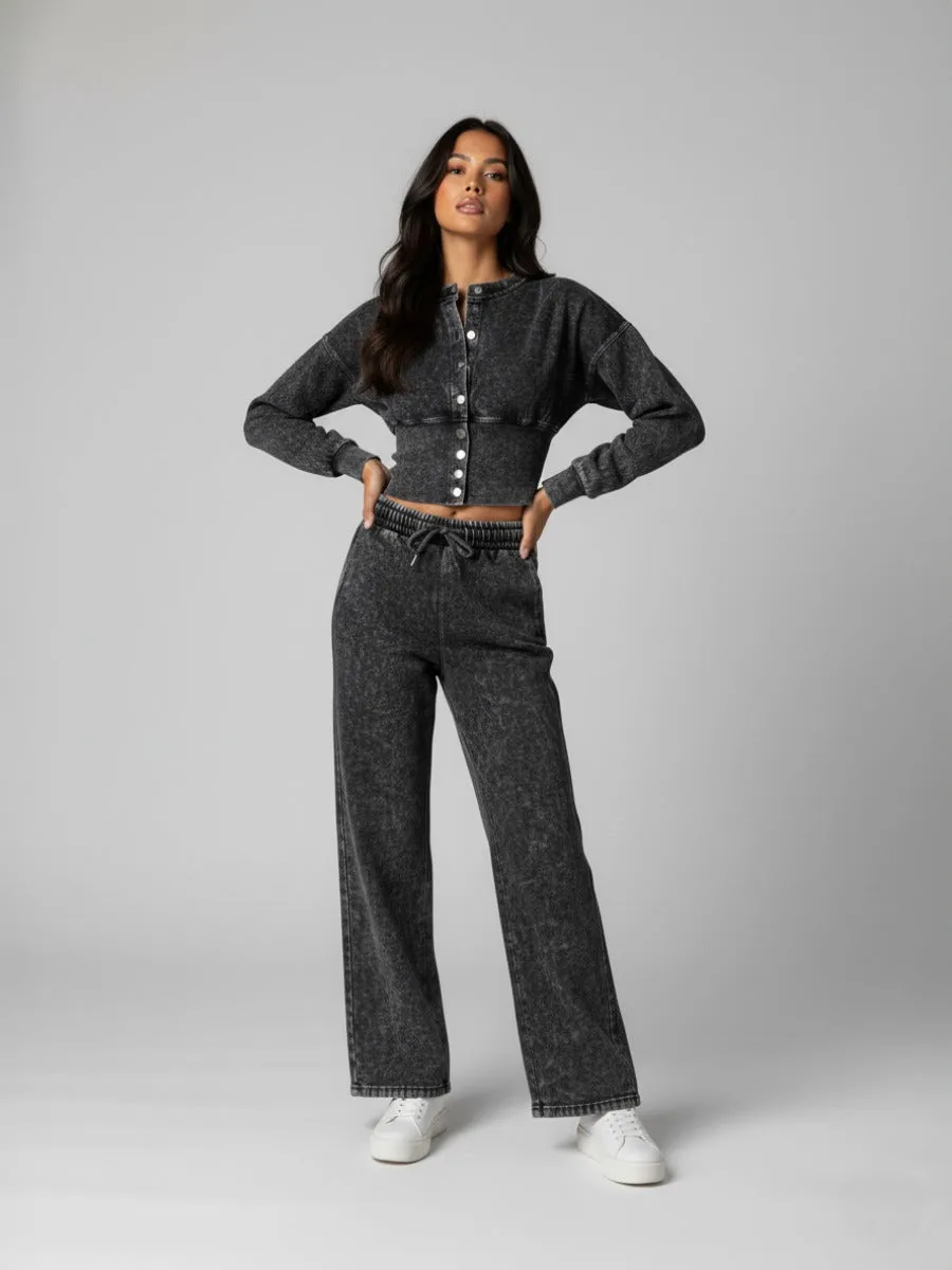Button Up Acid Wash Loungewear Set - Linda sold by Storm Desire product image thumbnail 3