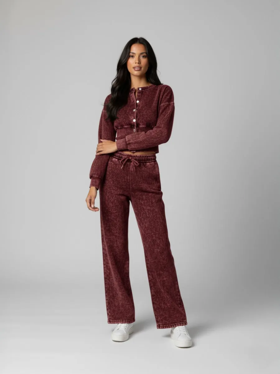 Button Up Acid Wash Loungewear Set - Linda sold by Storm Desire product image thumbnail 5