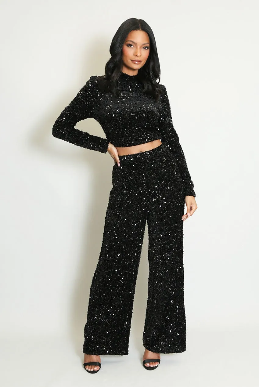 Long Sleeve Sequin Crop Top - Mikaela sold by Storm Desire product image thumbnail 2
