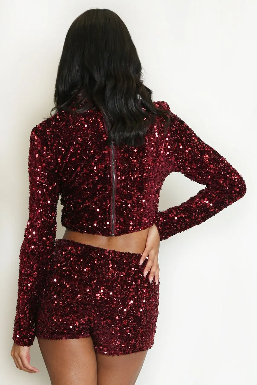 Long Sleeve Sequin Crop Top - Mikaela sold by Storm Desire product image thumbnail 4