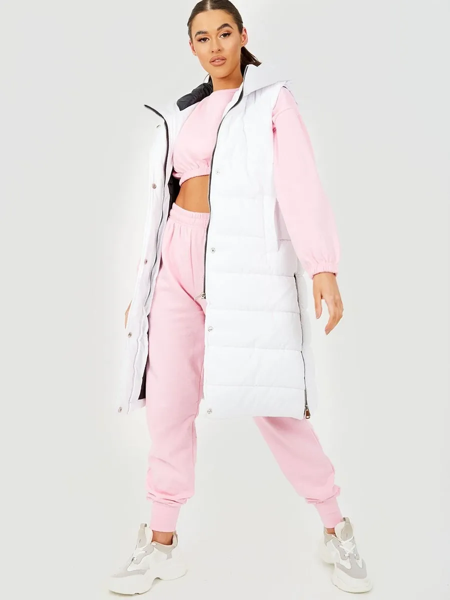 White Longline Padded Hooded Gilet - Jayla sold by Storm Desire product image thumbnail 4