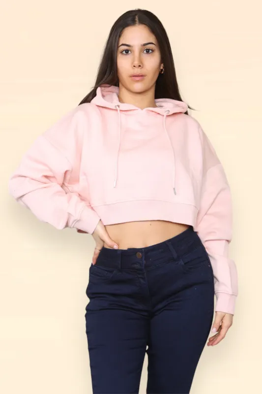 Pink Jersey Hooded Crop Top - Saoirse sold by Storm Desire