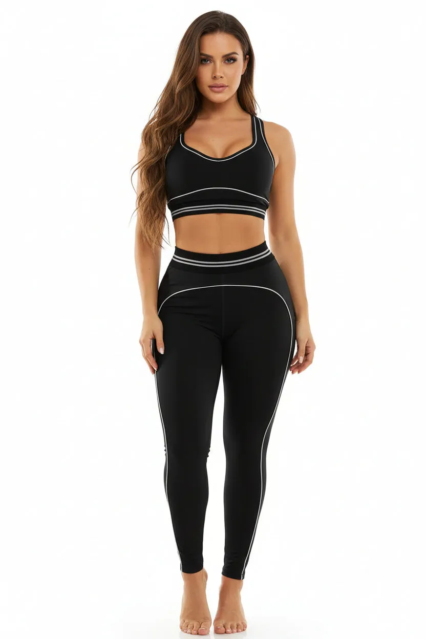 Striped Crop Top And Legging Gym Set - Olivia sold by Storm Desire product image thumbnail 4