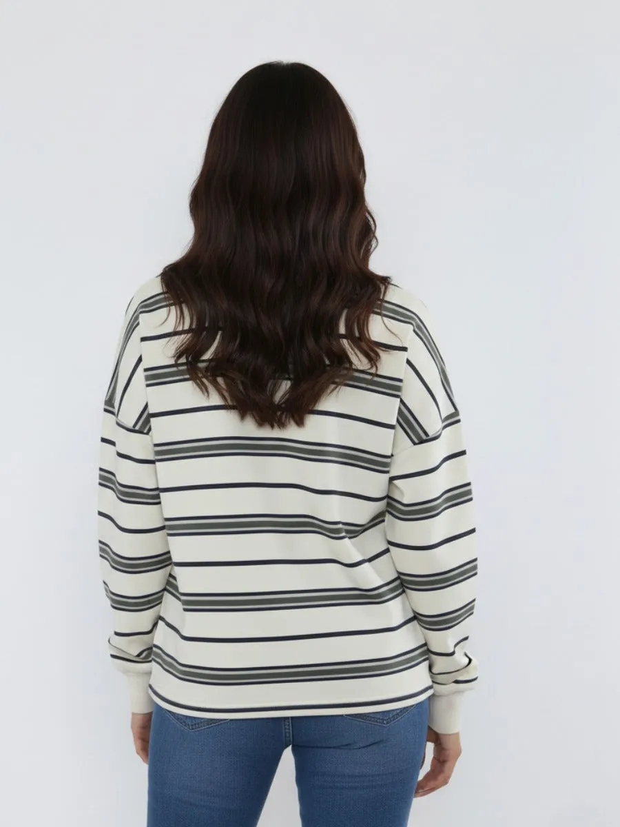 Soho NY Embroidered Rugby Collar Sweatshirt - Karter sold by Storm Desire product image thumbnail 2