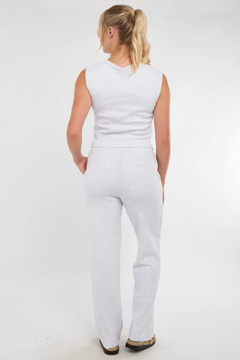 Ribbed Sleeveless Button Up Top & Wide Leg Trouser Co-ord - Karina sold by Storm Desire product image thumbnail 3