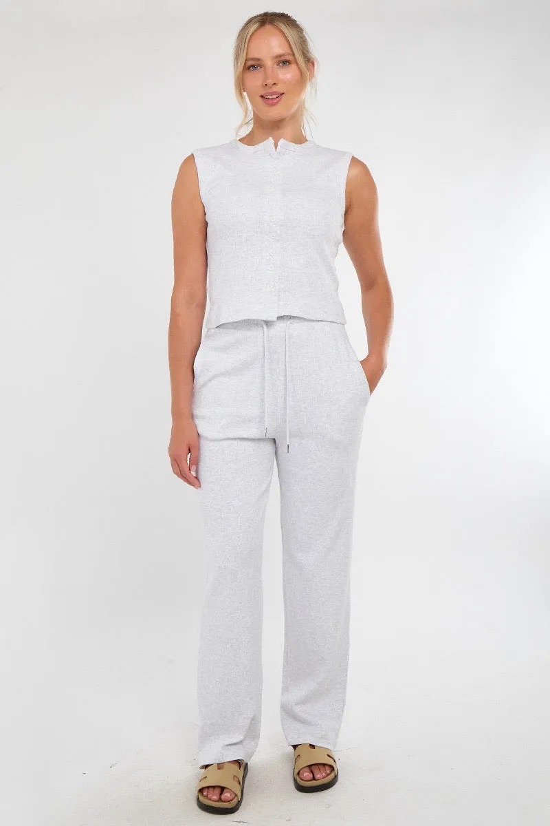 Ribbed Sleeveless Button Up Top & Wide Leg Trouser Co-ord - Karina sold by Storm Desire product image thumbnail 2