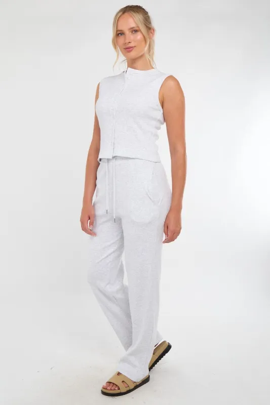 Ribbed Sleeveless Button Up Top & Wide Leg Trouser Co-ord - Karina sold by Storm Desire