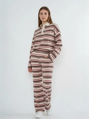 Rugby Stripe Collar Sweatshirt & Trouser Set - Sophia sold by Storm Desire