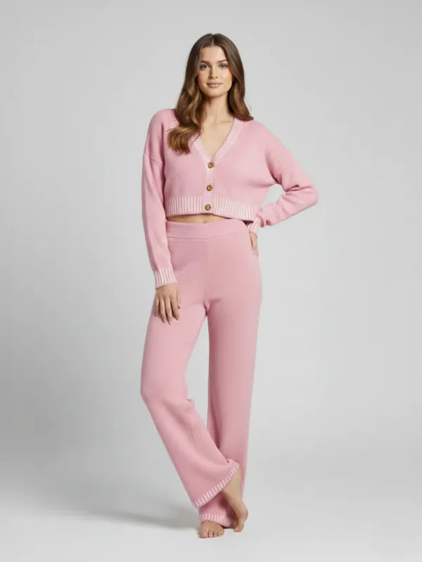 Knitted Crop Cardigan & Wide Leg Trouser Co-ord - Teresa made by Storm Desire