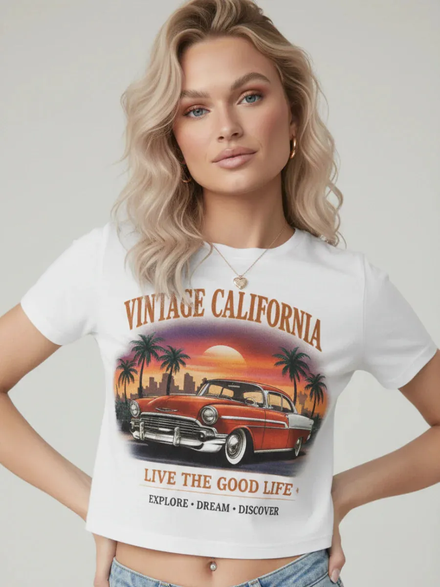 Vintage California Printed Crop Top - Lima sold by Storm Desire product image thumbnail 3
