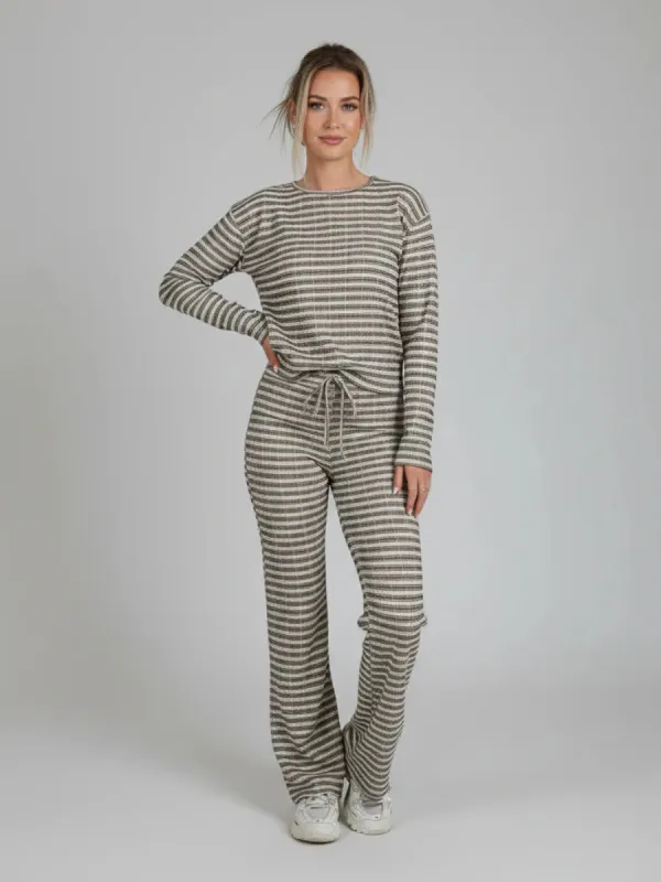 Stripe Long Sleeve Top and Trouser Set - Jessy sold by Storm Desire