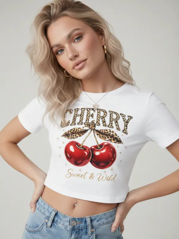 Cherry Graphic Printed Crop Top - Kate sold by Storm Desire