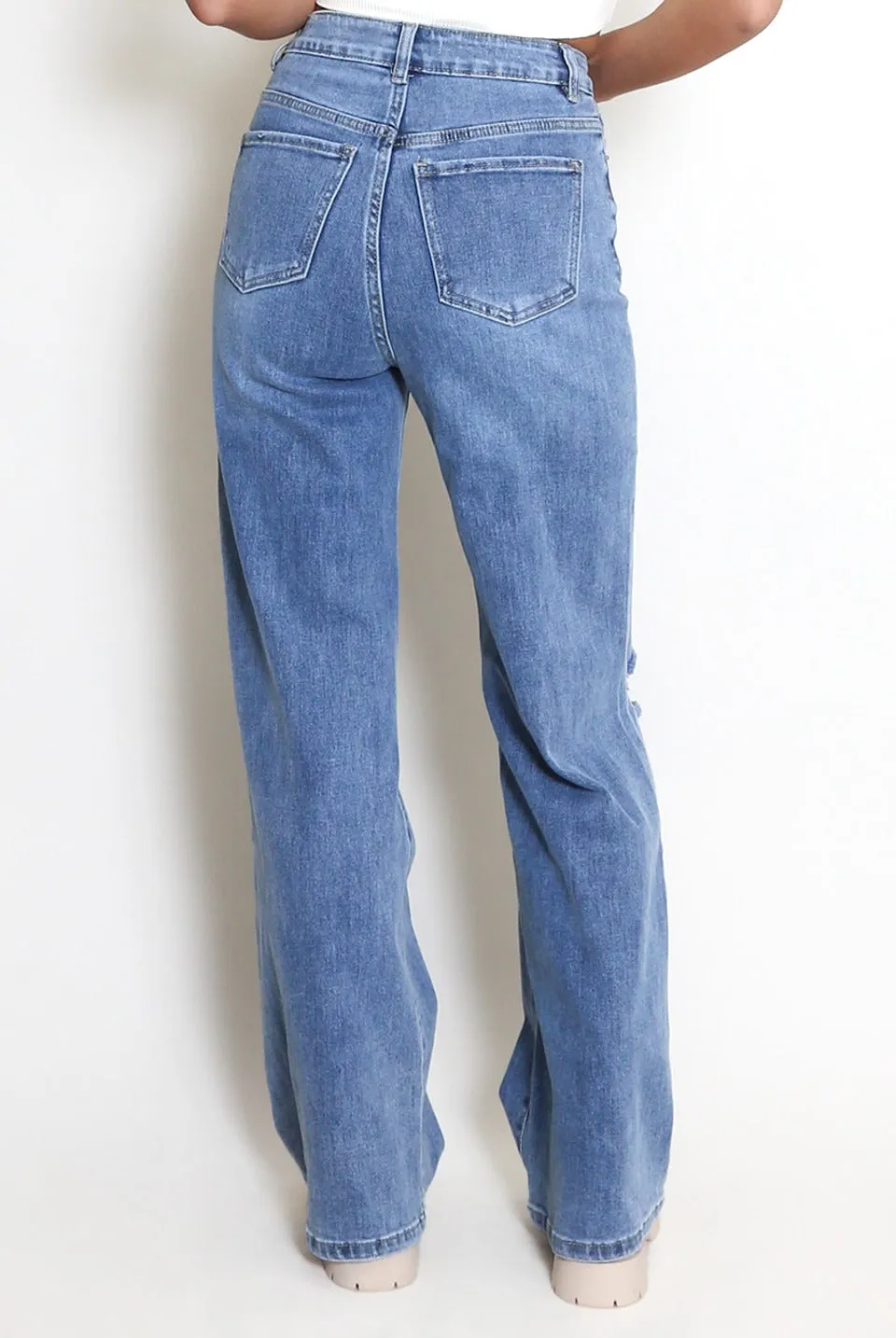 Ripped Dad Fit Denim Blue Jeans - Melissa sold by Storm Desire product image thumbnail 5