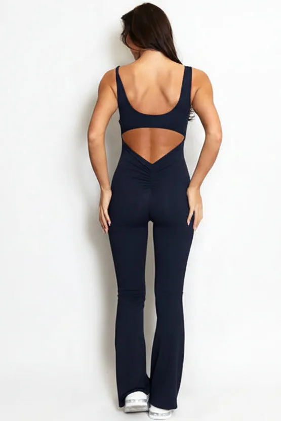 Black Cut Out Back Ruched Pushup Jumpsuit - Adele sold by Storm Desire product image thumbnail 2