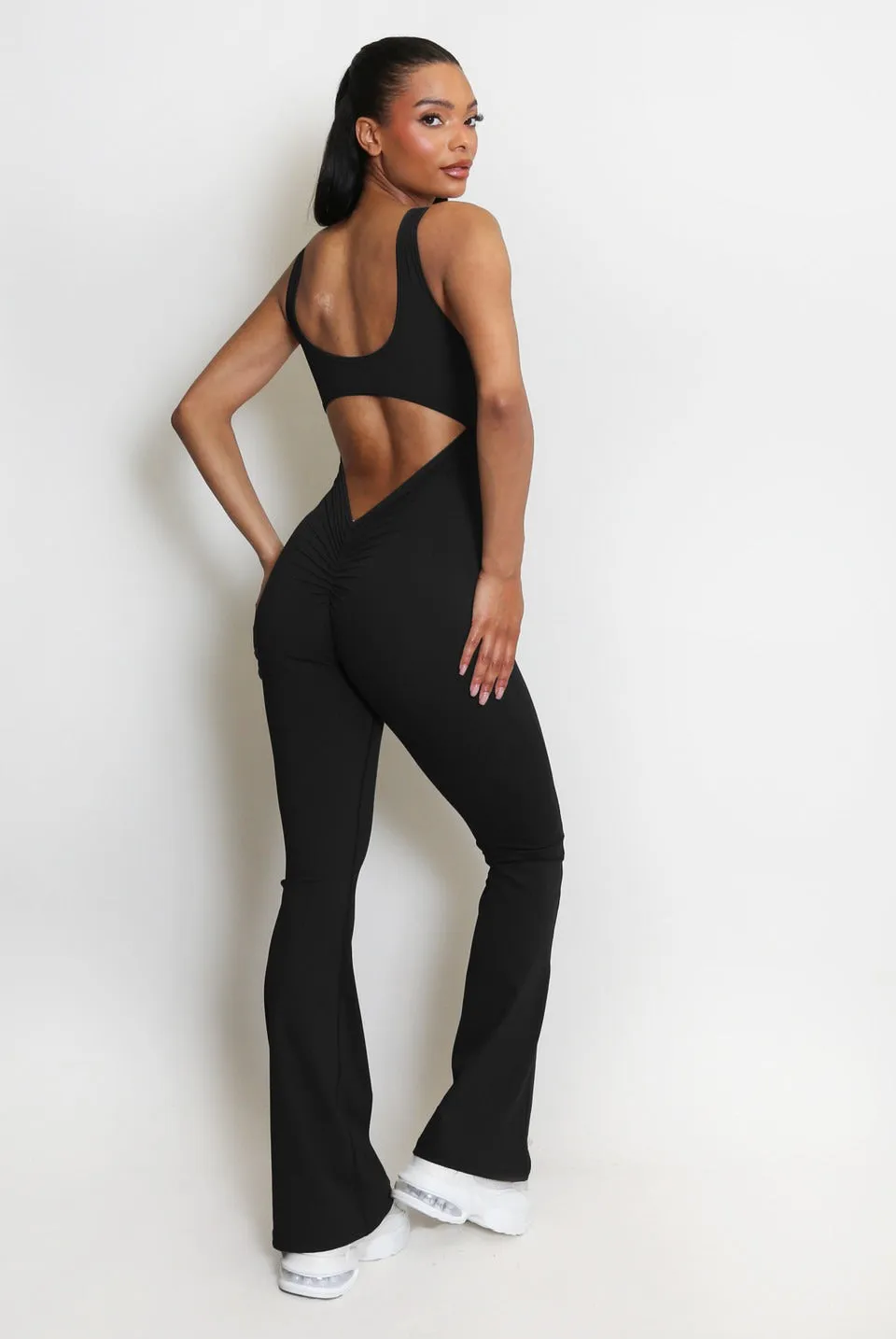 Black Cut Out Back Ruched Pushup Jumpsuit - Adele sold by Storm Desire product image thumbnail 3