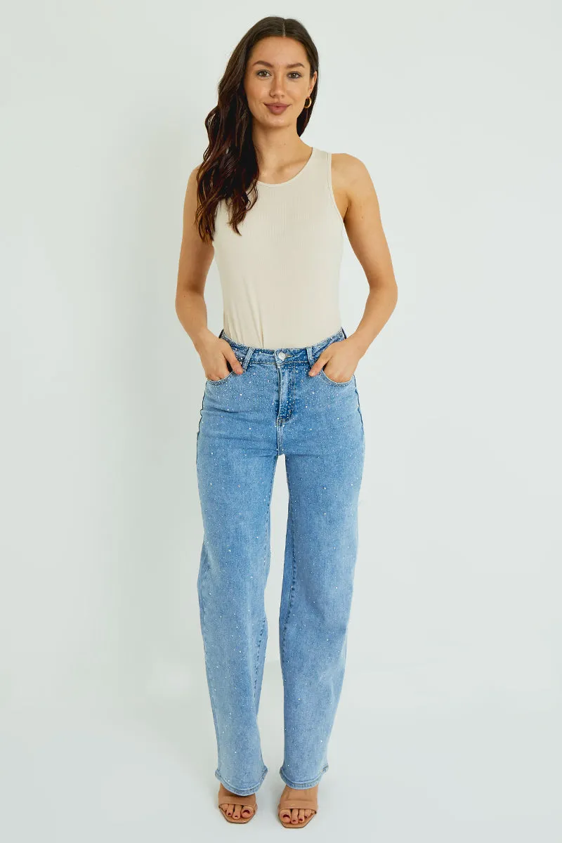 All Over Sequin Detail Denim Jeans - Lavina sold by Storm Desire product image thumbnail 2