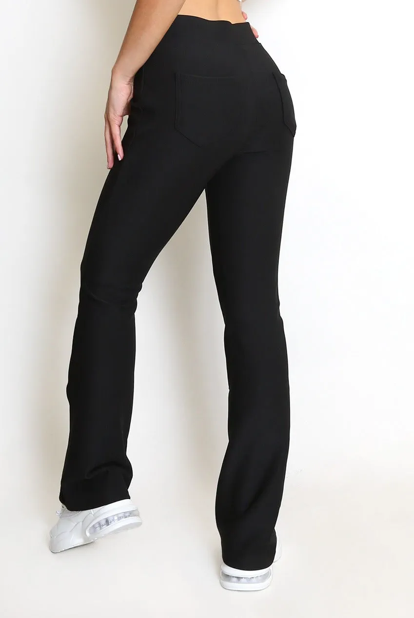 Black Flare Trousers With Back Pockets - Sisina sold by Storm Desire product image thumbnail 3