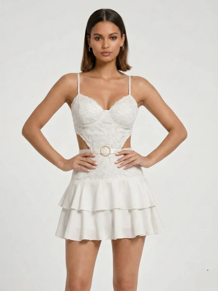 Ruffle Cut Out Mini Dress - Eliza sold by Storm Desire product image thumbnail 2