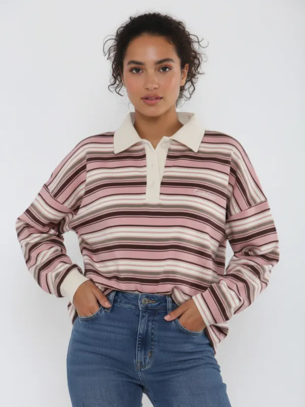 Rugby Collar Stripe Sweatshirt - Elodie made by Storm Desire