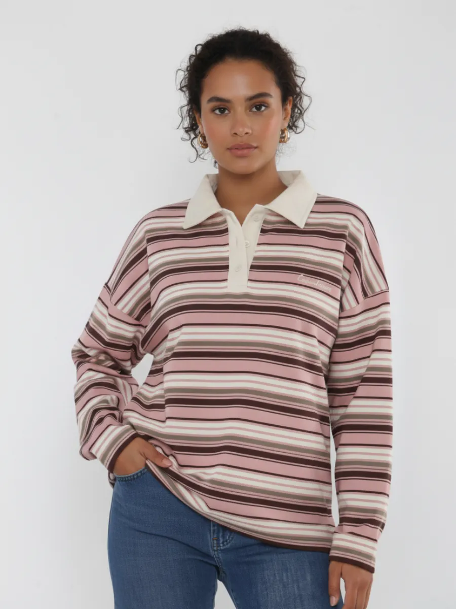 Rugby Collar Stripe Sweatshirt - Elodie sold by Storm Desire product image thumbnail 3