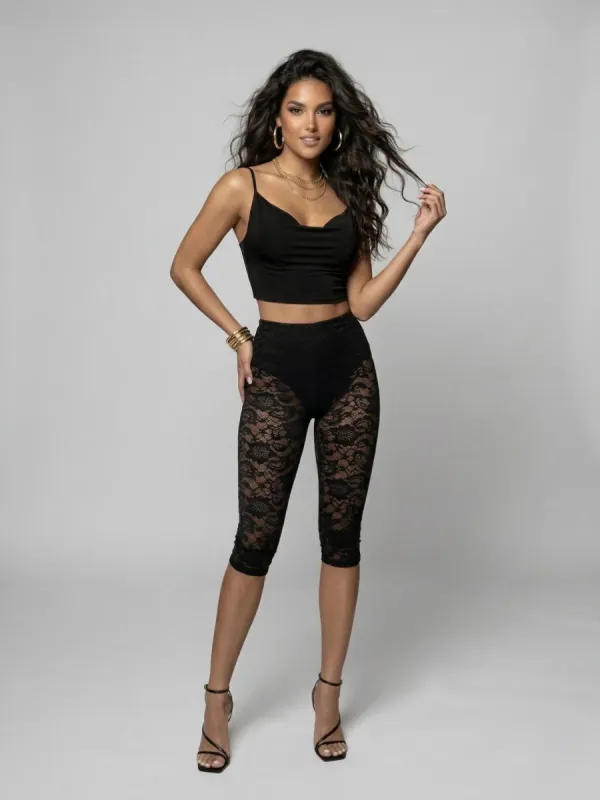 High Waist 3/4 Lace Legging - Joan made by Storm Desire