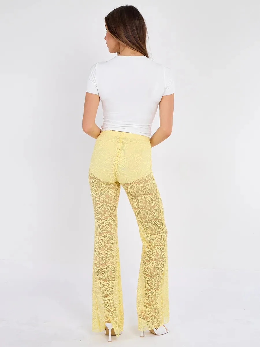 High Waist Lace Flared Trousers - Heaven sold by Storm Desire product image thumbnail 2