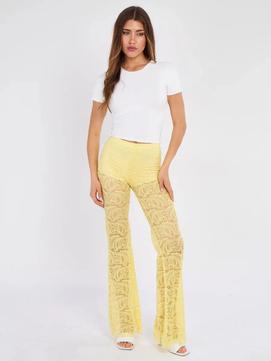 High Waist Lace Flared Trousers - Heaven sold by Storm Desire product image thumbnail 3