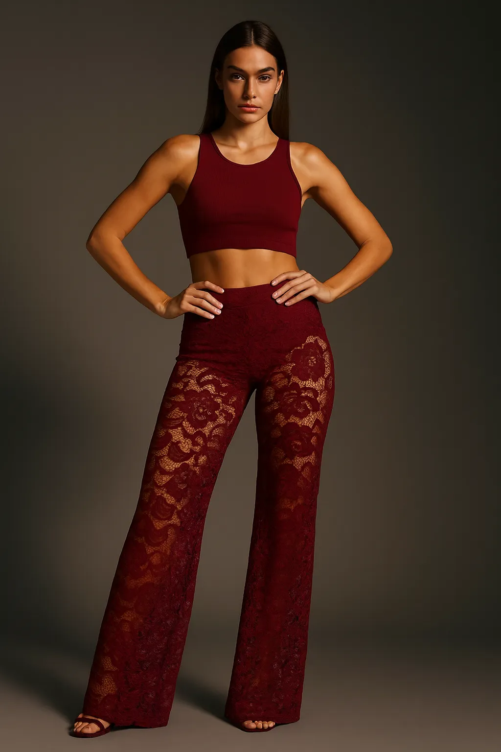 High Waist Lace Flared Trousers - Heaven sold by Storm Desire product image thumbnail 4