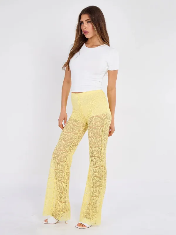 High Waist Lace Flared Trousers - Heaven made by Storm Desire