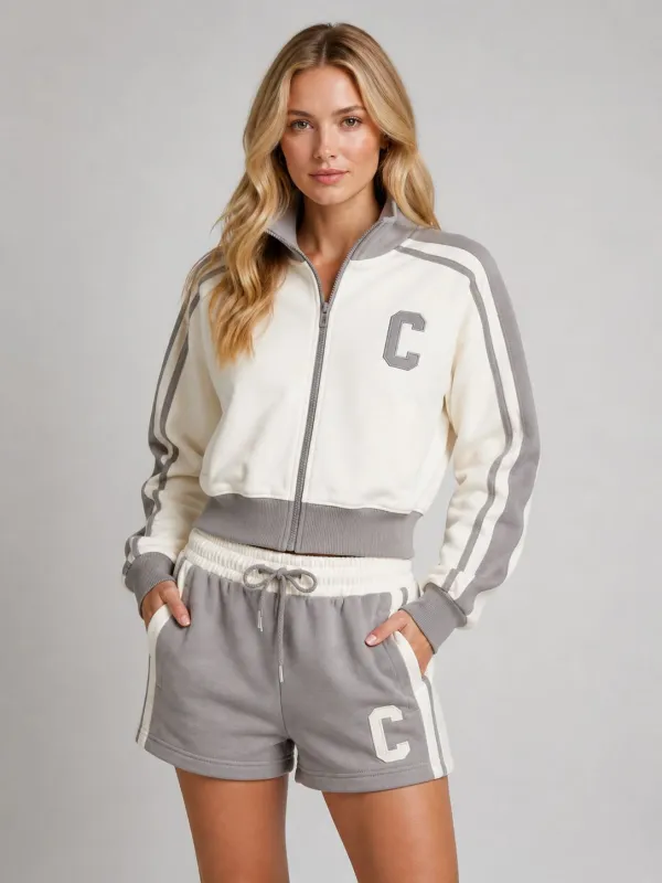 Zip Up C Jacket & Shorts Fleece Co-ord - Iris made by Storm Desire
