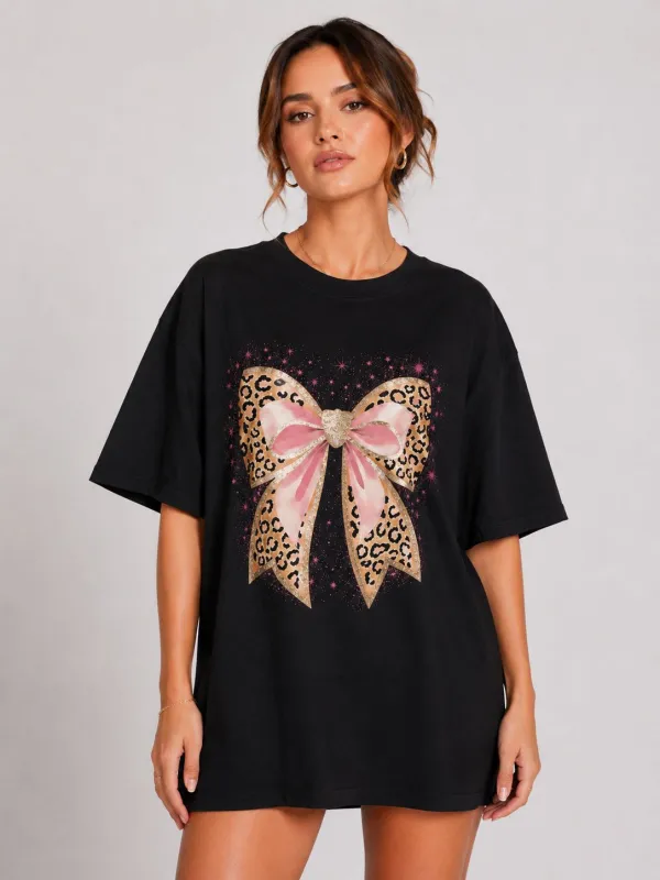 Pink And Gold Bow Sparkle T-Shirt - Anna made by Storm Desire
