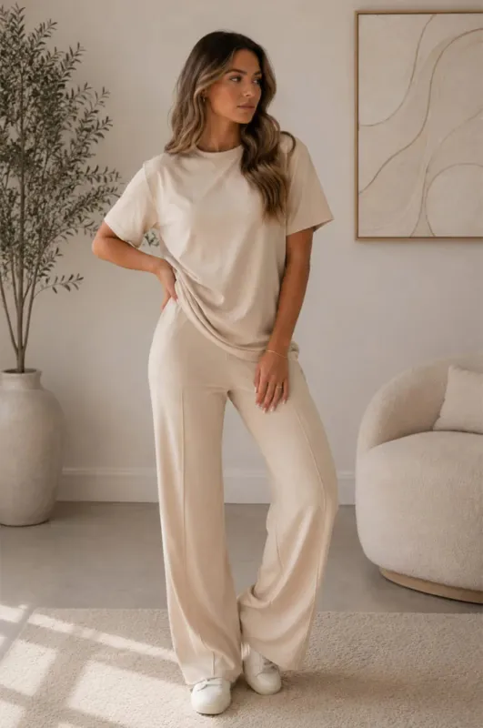 Side Cinched Flared Trousers Set - Kay made by Storm Desire