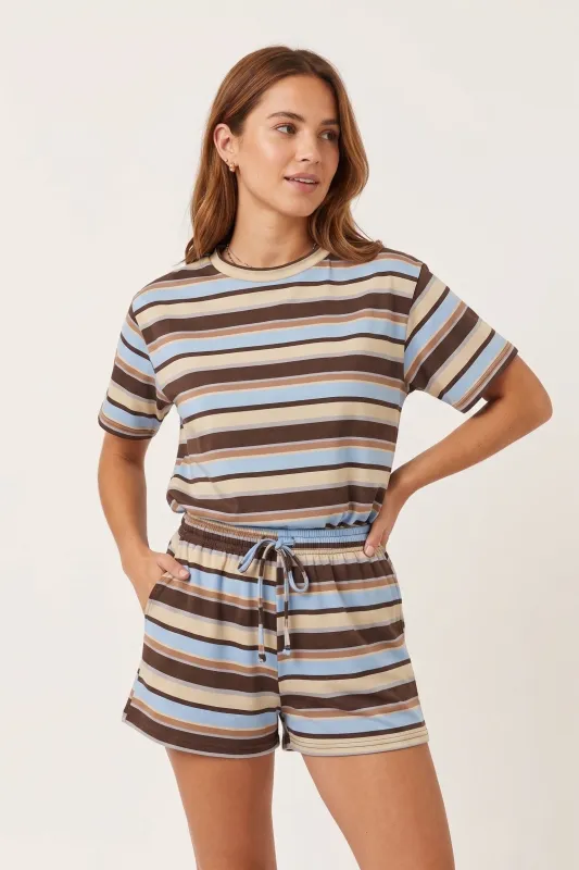 Striped Crew Neck T-Shirt and Shorts Set - Eliza made by Storm Desire