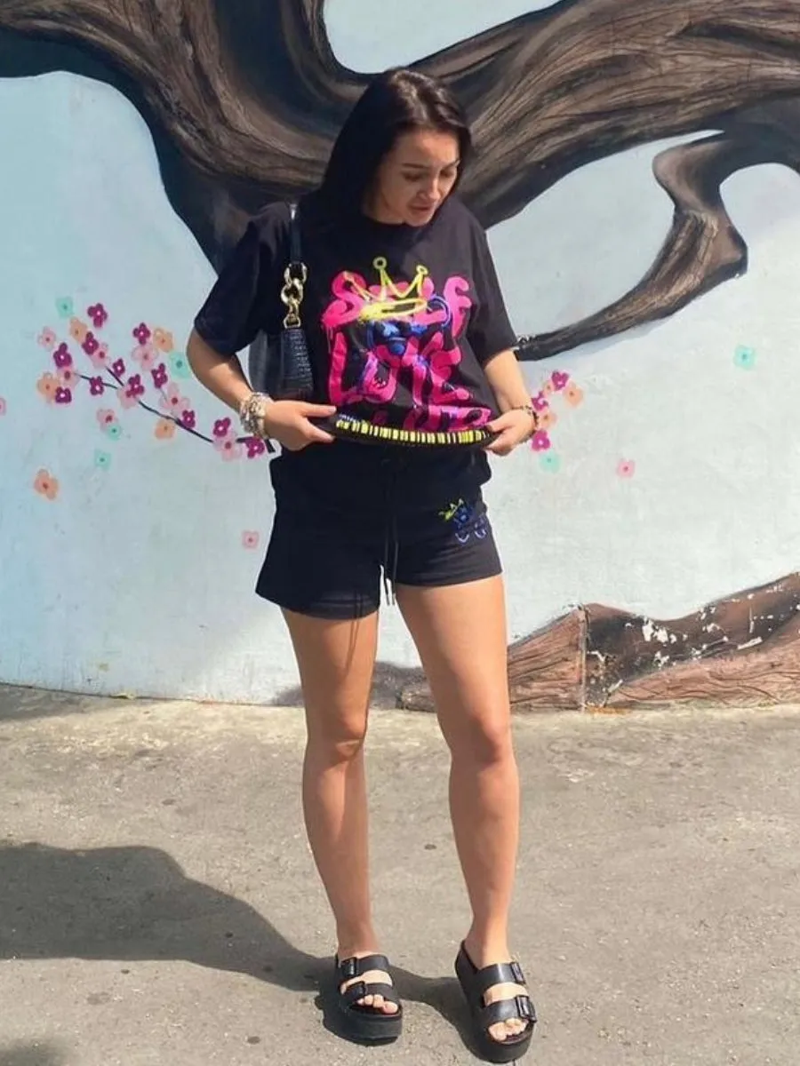 Black Self Love Club Oversized T-Shirt & Shorts Set - Louise sold by Storm Desire product image thumbnail 3