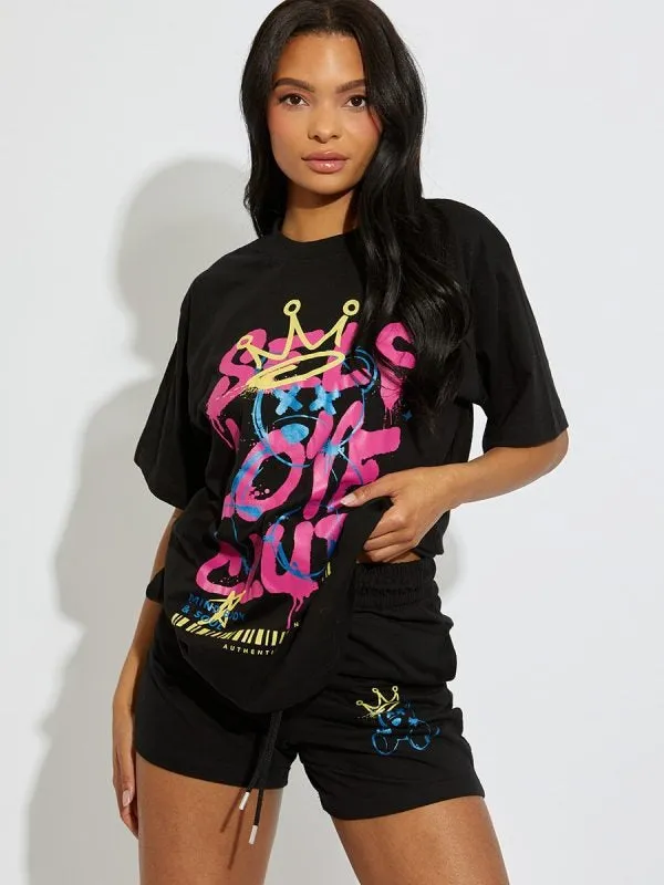 Black Self Love Club Oversized T-Shirt & Shorts Set - Louise sold by Storm Desire product image thumbnail 4