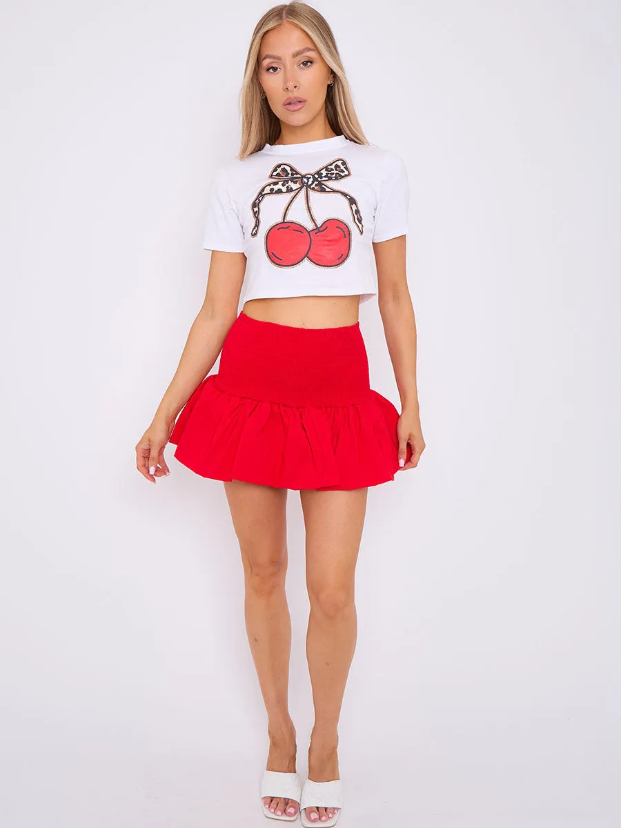 High Waist Shirred Puff Ball Mini Skirt - Angela sold by Storm Desire