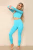 Blue Cut Out Top And Push Up Legging Gym Set - Mina sold by Storm Desire