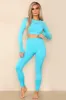 Blue Cut Out Top And Push Up Legging Gym Set - Mina sold by Storm Desire